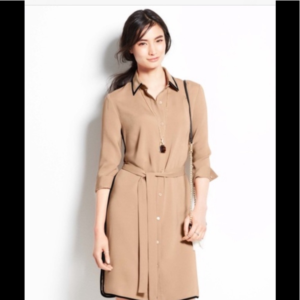 Ann Taylor Black Piping Shirt Dress